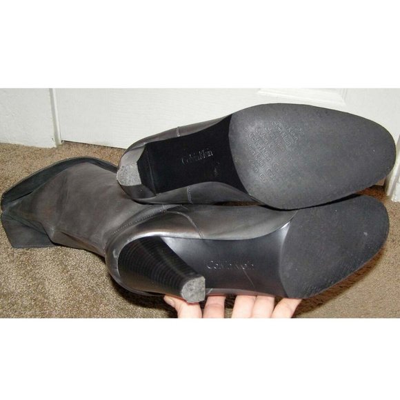 Over the Knee Calvin Klein sz 9 Gray Leather Boots - Picture 11 of 11